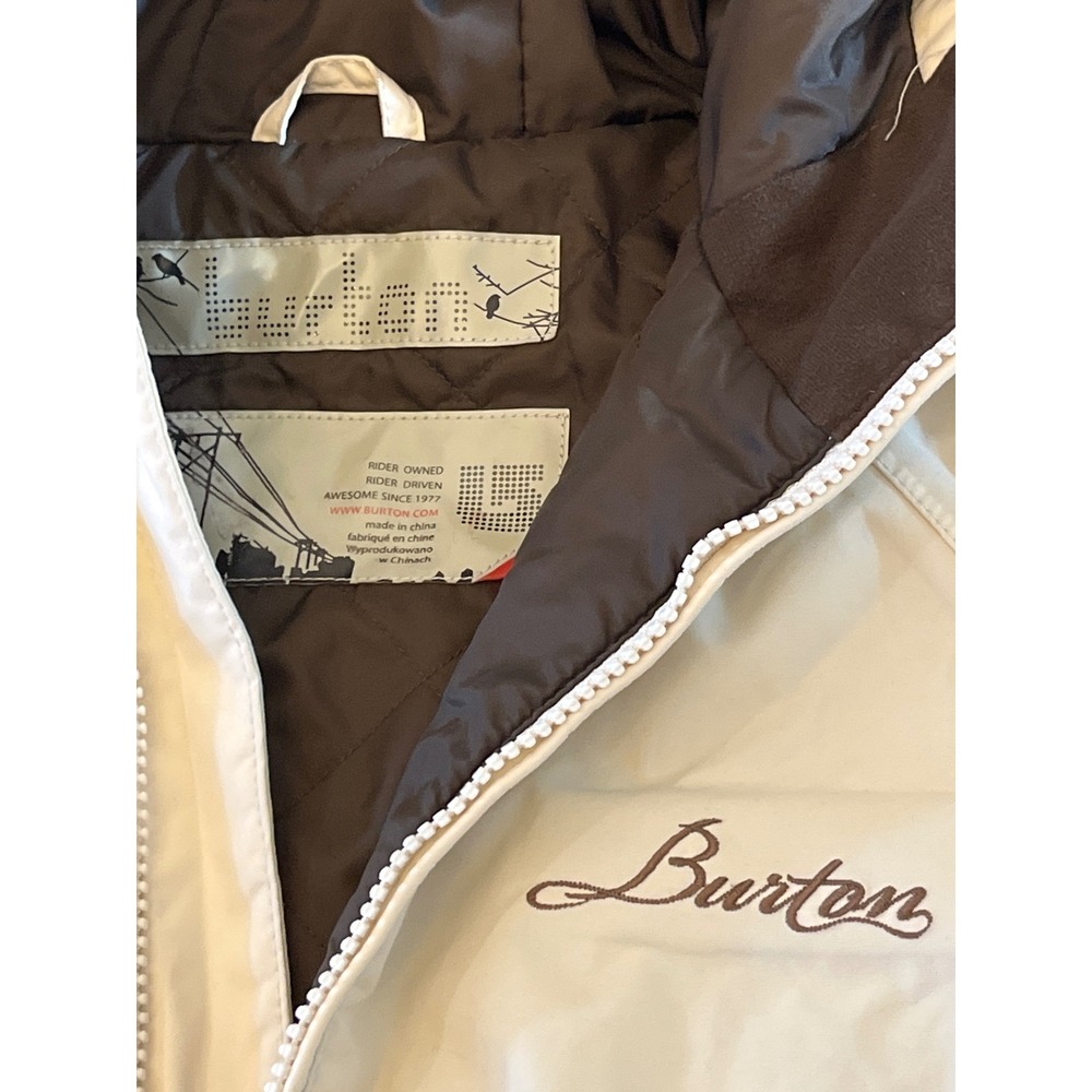 Burton Snowboard Jacket Hooded Insulated Cream Brown Full Zip Womens